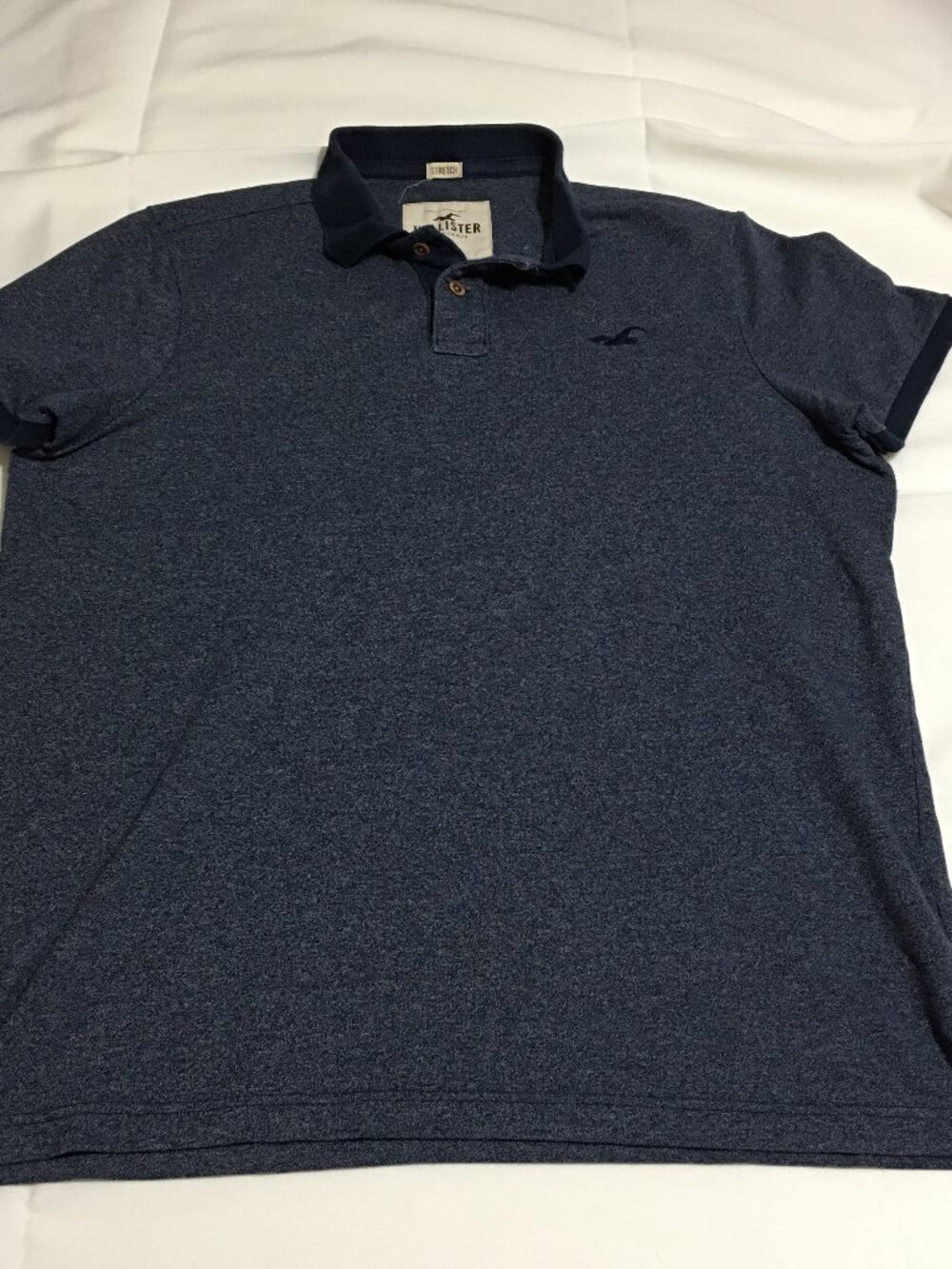 Y2K Hollister Men’s Polo Shirt XL Stretch Blue Classic Fit Casual Vintage